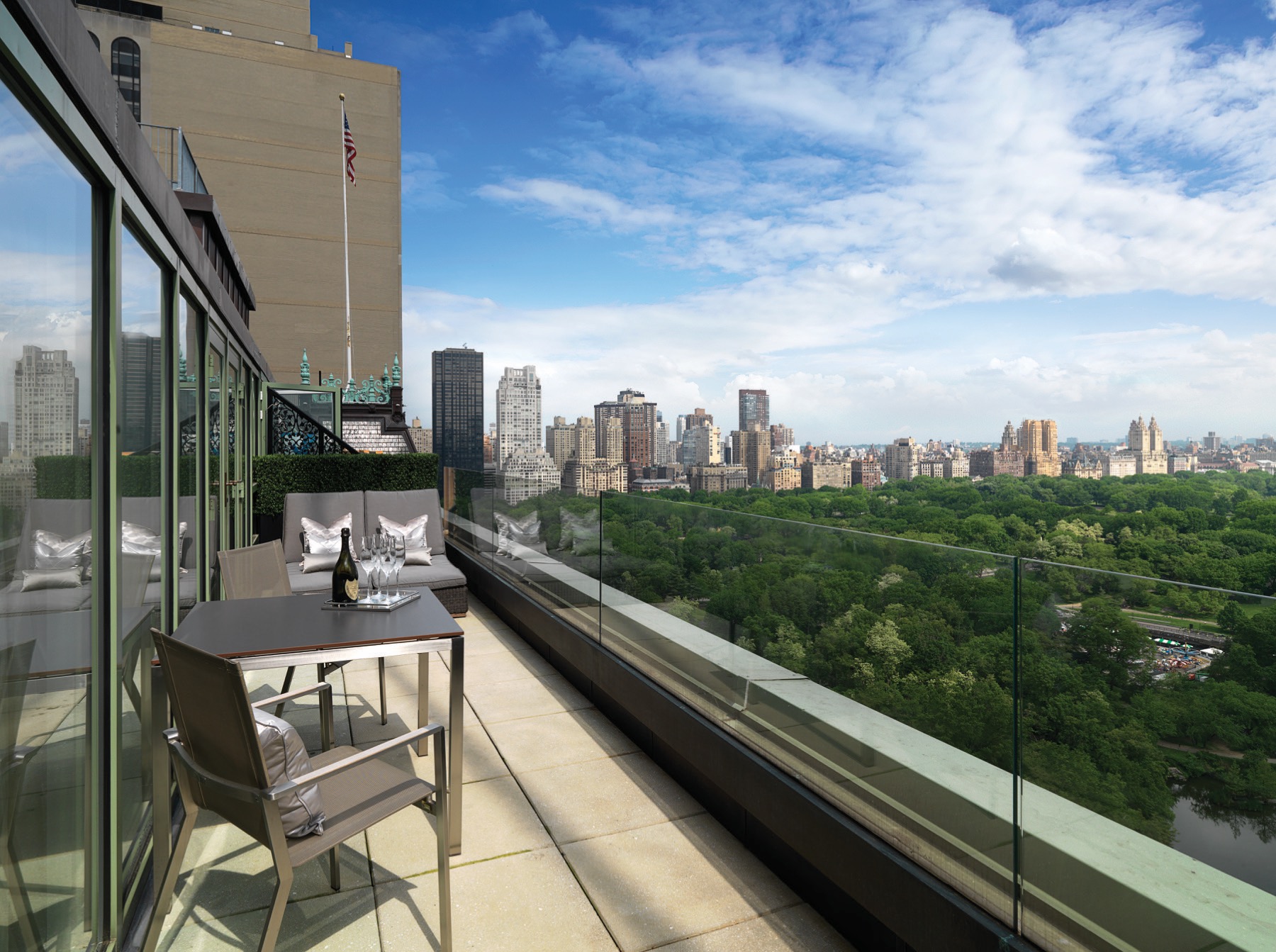 Client portfolio photograph: Plaza terrace overlooking Central Park, New York