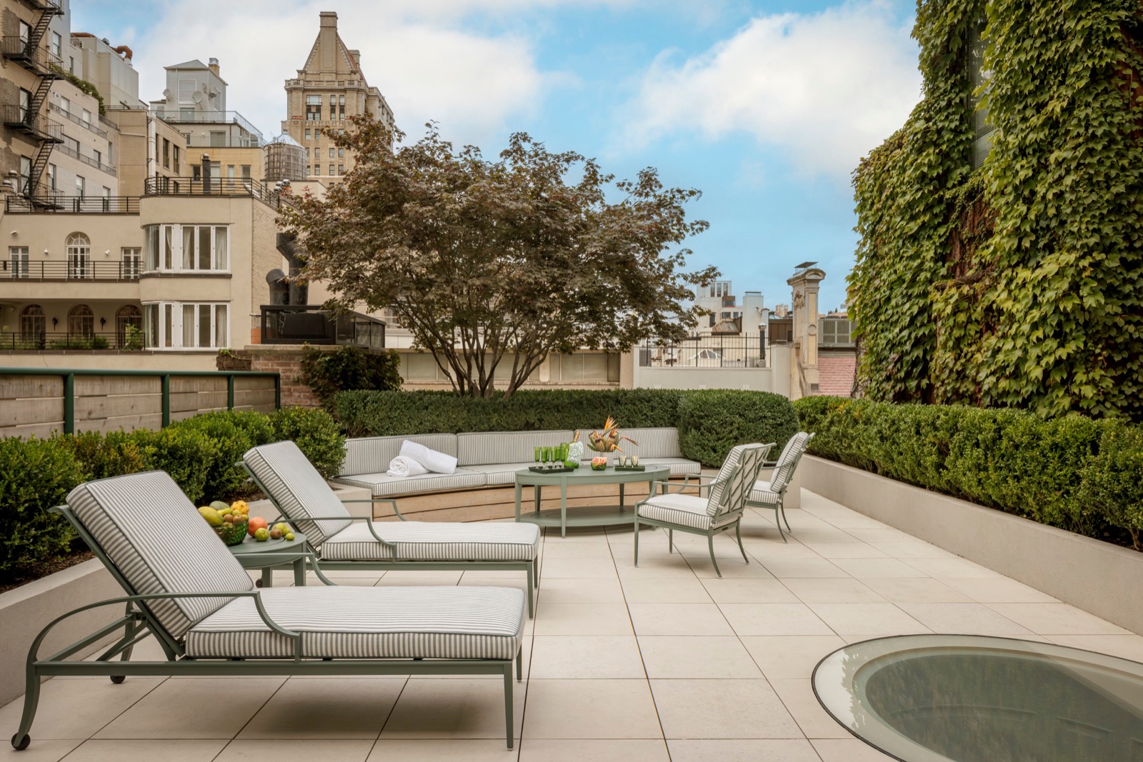 Illustrative planted terrace with architectural details